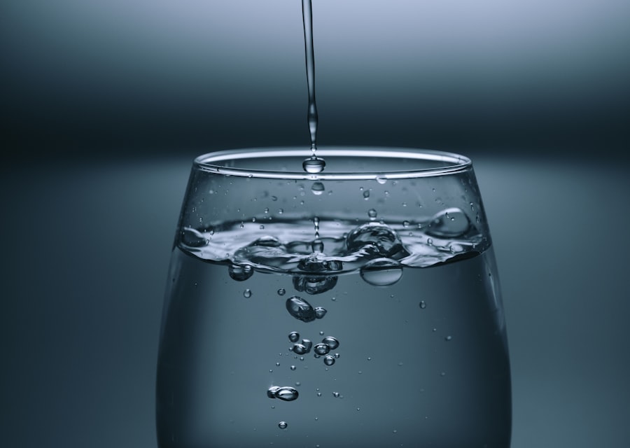 Glass of water with citrus on a bright table