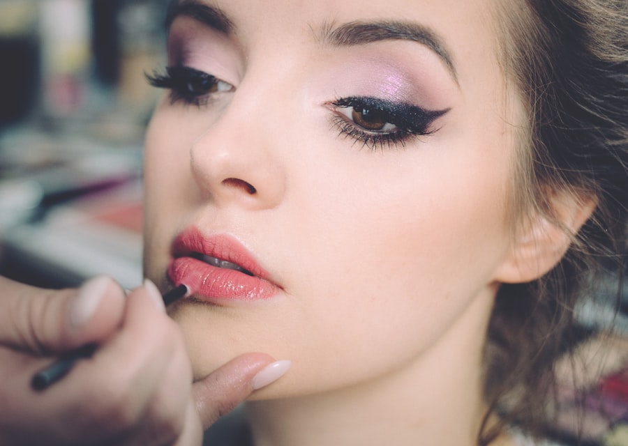 Natural makeup look with dewy skin